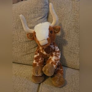 Build A Bear Longhorn Stuffed Spotted Cow 12” Plush Adorable Texas Longhorn Soft